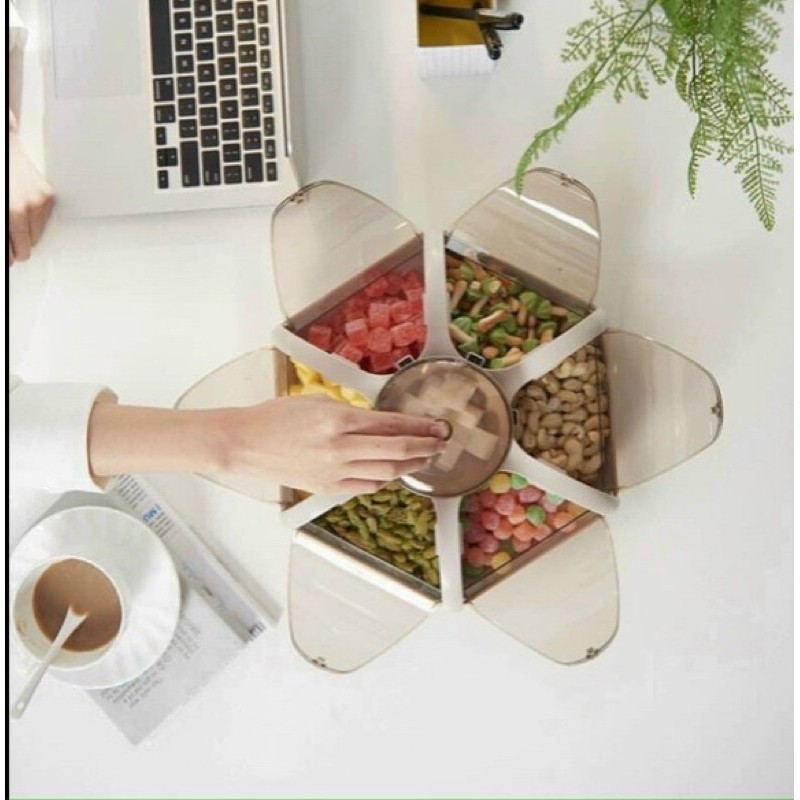 KHAY MỨT BÁNH HÌNH HOA TỰ BUNG NẮP 6 CÁNH ĐỘC LẠ ( 7 Ngăn) | BigBuy360 - bigbuy360.vn