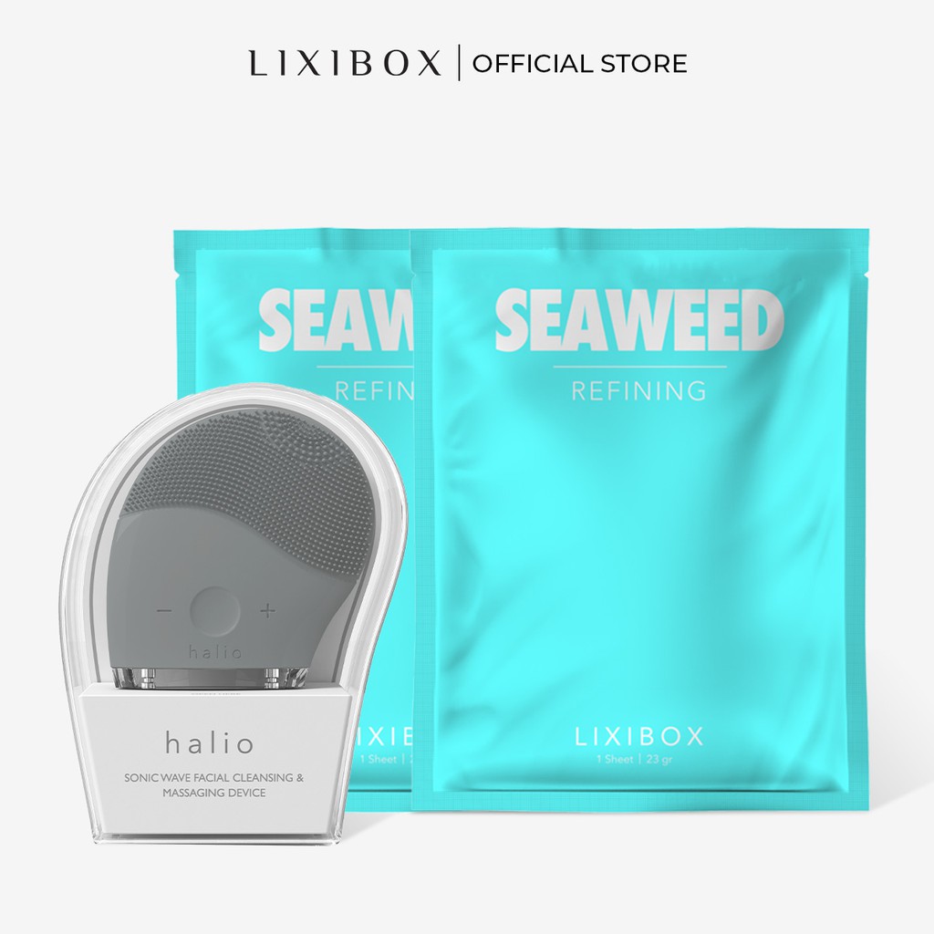 [Mã COSLXT5 giảm 10% đơn 600K] Combo Máy Rửa Mặt Halio Original và 2 Mặt nạ dưỡng da Lixibox - Seaweed (23gr/mặt nạ)