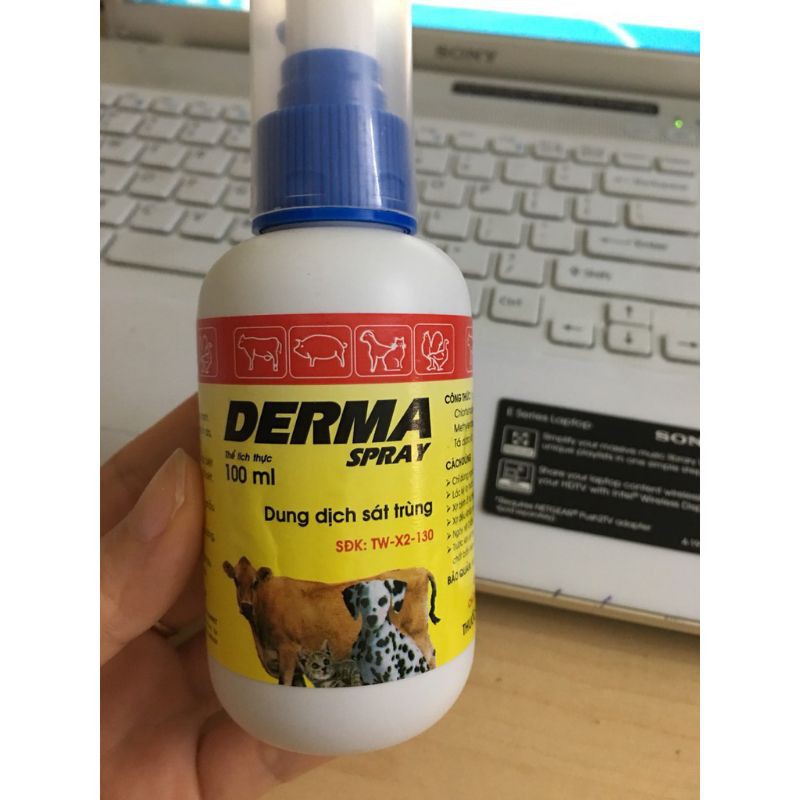 Dung Dịch Sát Trùng Chữa Bệnh Ngoài Da Nhiễm Khuẩn Da Derma Spray Hanvet Chai 100ml