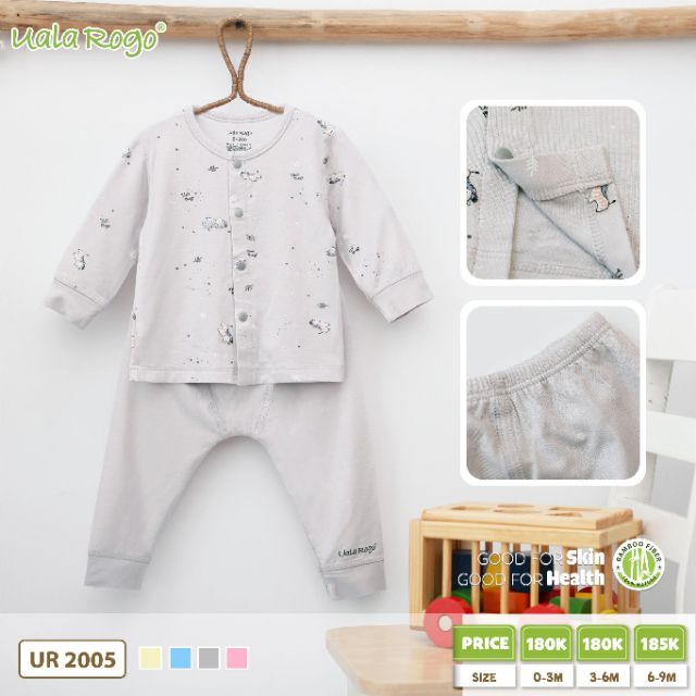 Bộ dài tay cúc thẳng  UALA ROGO 3m -9m