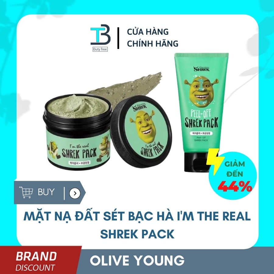 Mặt nạ đất sét bạc hà I'm The Real Shrek Pack Mask | Mặt nạ lột mụn đầu đen Shrek Peel Off cho da dầu mụn, đẩy mụn ẩn | BigBuy360 - bigbuy360.vn