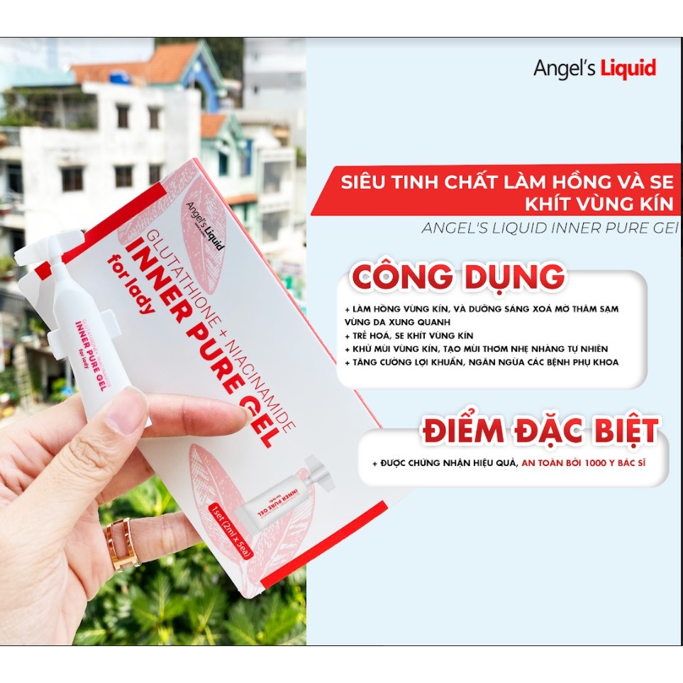 Combo 10 Ống Tinh Chất Se Khít, Làm Hồng Vùng Kín Angel's Liquid Glutathione+ Niacinamide Inner Pure Gel (Set 2ml x 5ea)