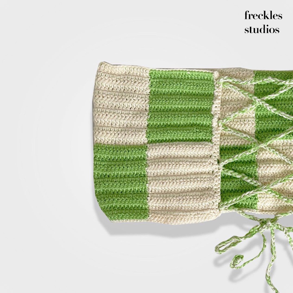 The Freckles Studios - Áo ống áo 2 dây croptop Simple Tube len móc sọc caro handmade (2 màu)
