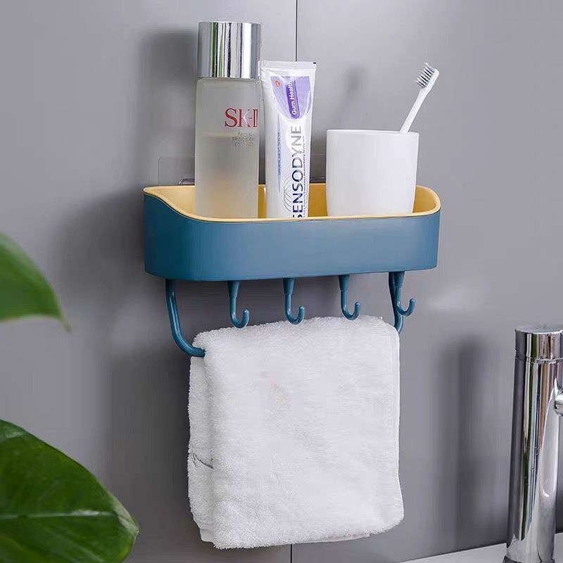 [HCM] Kệ phòng tắm giá nhựa phòng tắm tường bếp có móc không dấu vết giá đỡ cống[GM-SLGJ8]