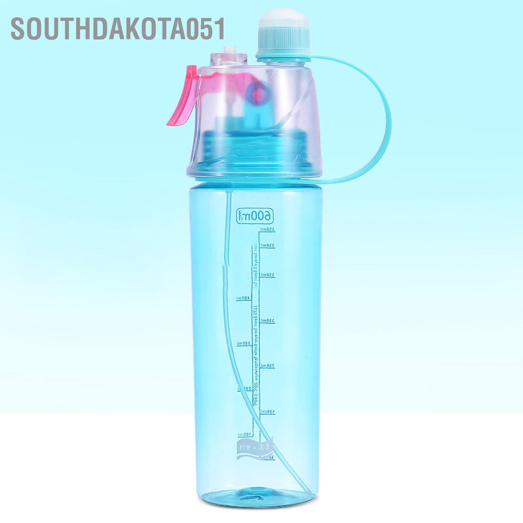 Southdakota051 Chai xịt nước Clear Scale 600ml Nhựa dung tích lớn cho Thể thao Đi bộ dã ngoại