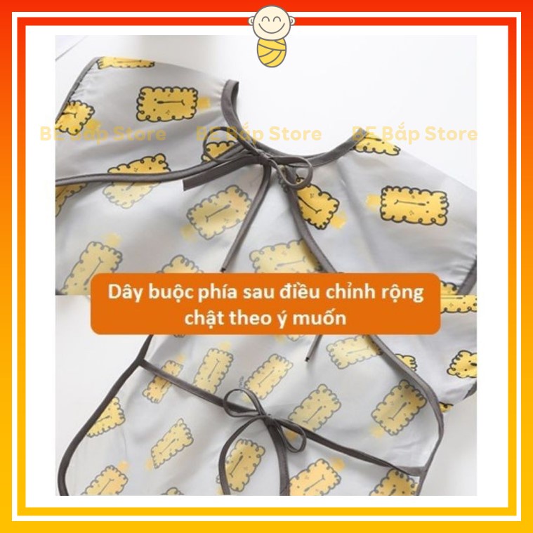 Áo Yếm Ăn Dặm Cộc Tay ⚡CHỐNG THẤM⚡ Cho Bé Có Máng Hứng Ngang Ngực Siêu Sạch Sẽ An Toàn Cho Bé