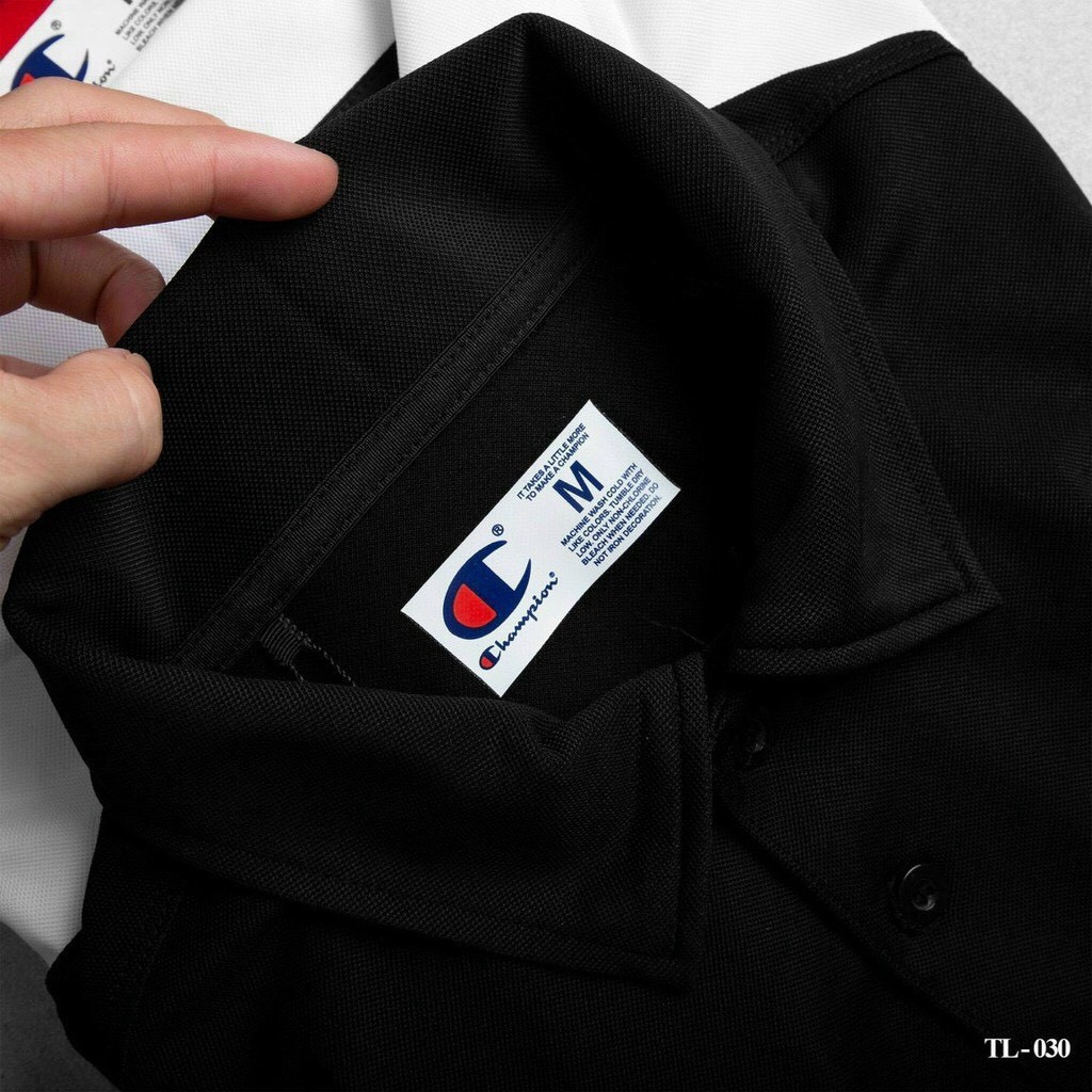 ÁO POLO THÊU CHỮ CHAMPION CHẤT THUN CÁ SẤU, ÁO THUN NAM CỔ ĐỨC