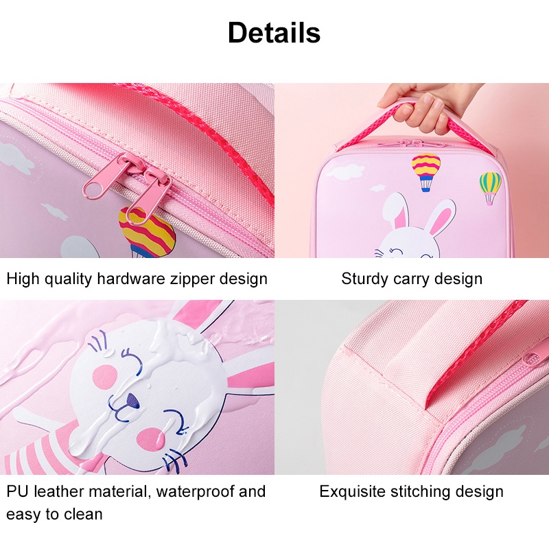 ONLY HOUSE Túi PU Cách Nhiệt Đựng Hộp Cơm Trưa In Họa Tiết Hoạt Hình Dễ Thương Cho Bé