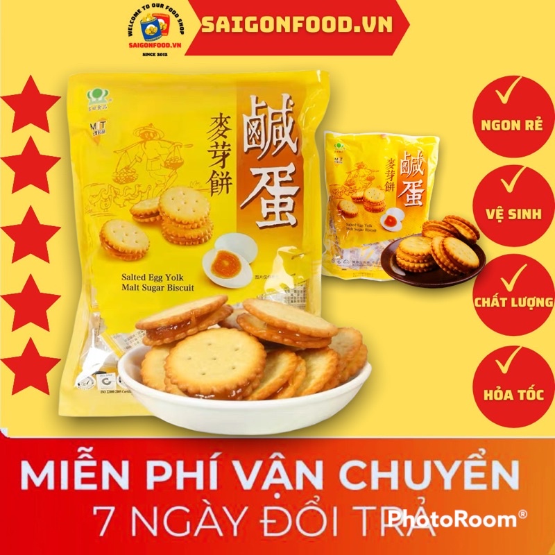 [1KG] Bánh quy trứng muối Đài Loan - qui giòn trứng muối dẻo MIT [2 túi 500g] chuẩn hàng vị thơm béo giòn ngon đậm đà