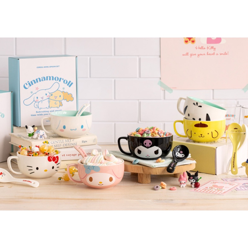 SANRIO Bộ Bát Ăn Ngũ Cốc Hình Hello Kitty Cinnamoroll My Melody Kuromi PomPomPurin