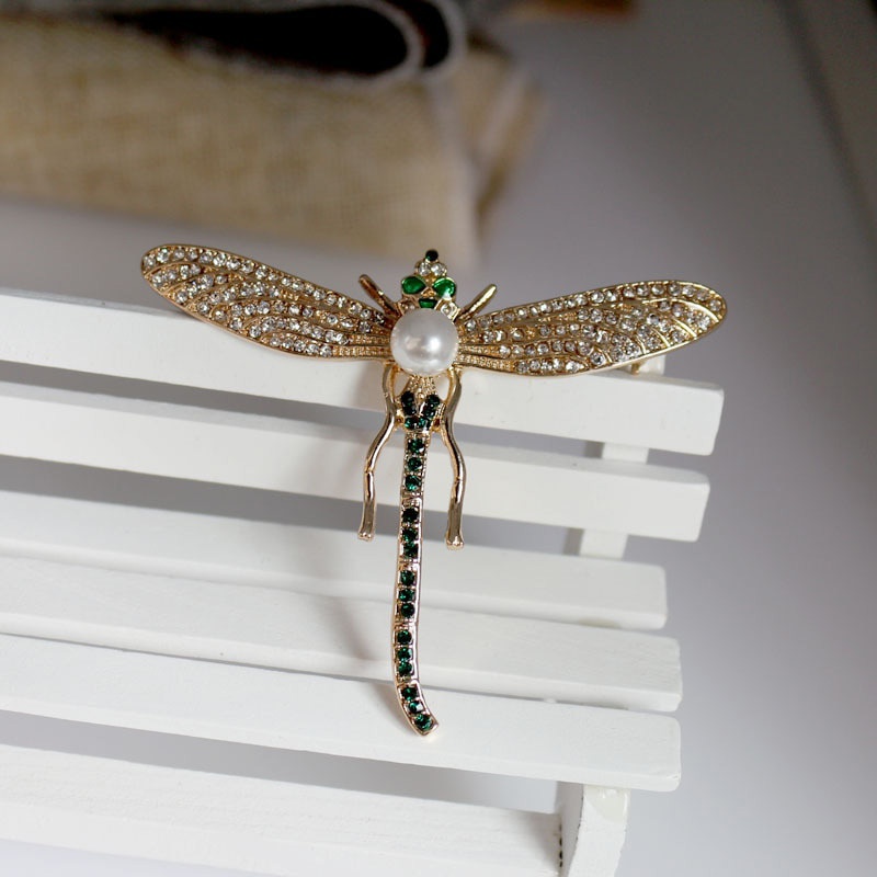 Ghim Cài Áo Hình Chuồn Chuồn Đính Đá Phong Cách Cổ Điển Sang Trọng Cho Nữ