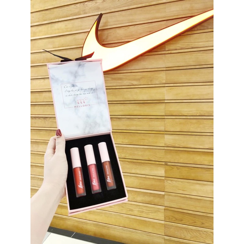 Set 3 Son Kem Lì Melloris Chính Hãng Mềm Mịn, Không Chì, Không Khô Môi, Làm Quà Tặng Cực Sang Chảnh | BigBuy360 - bigbuy360.vn