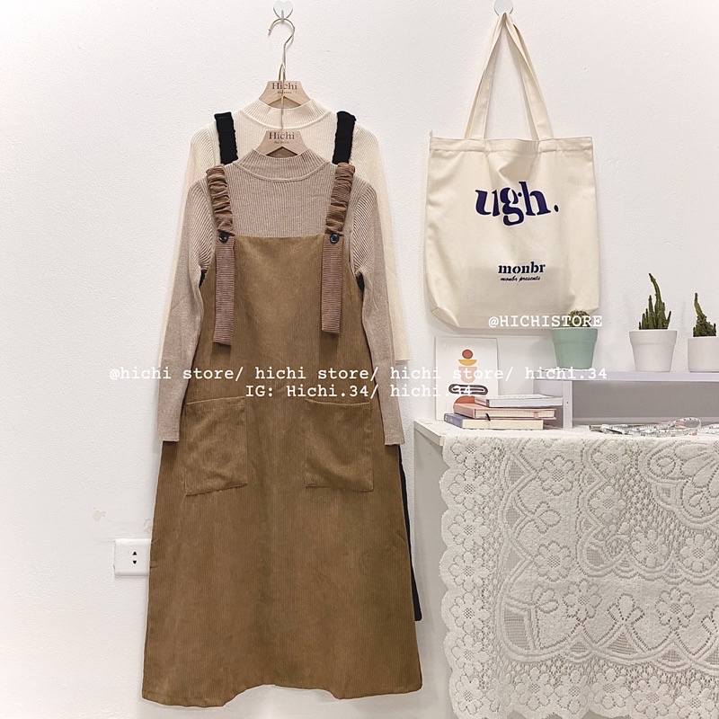 váy yếm nhung mùa đông ẢNH THẬT VIDEO hichi | BigBuy360 - bigbuy360.vn