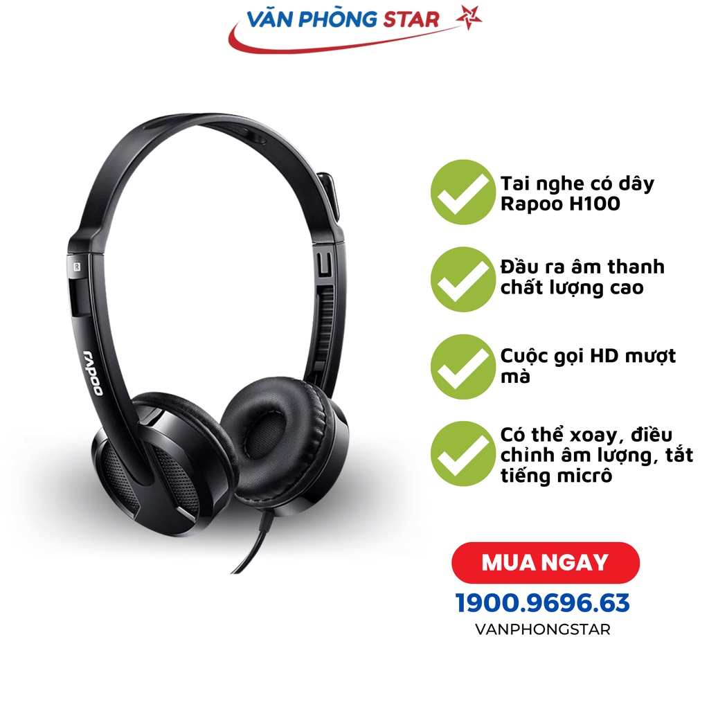 Tai nghe có dây Rapoo H100 Đen