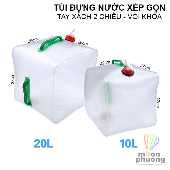 Túi đựng nước gấp gọn 10 - 20 lít túi trữ nước ngọt cắm trại dã ngoại  - MUÔN PHƯƠNG SHOP