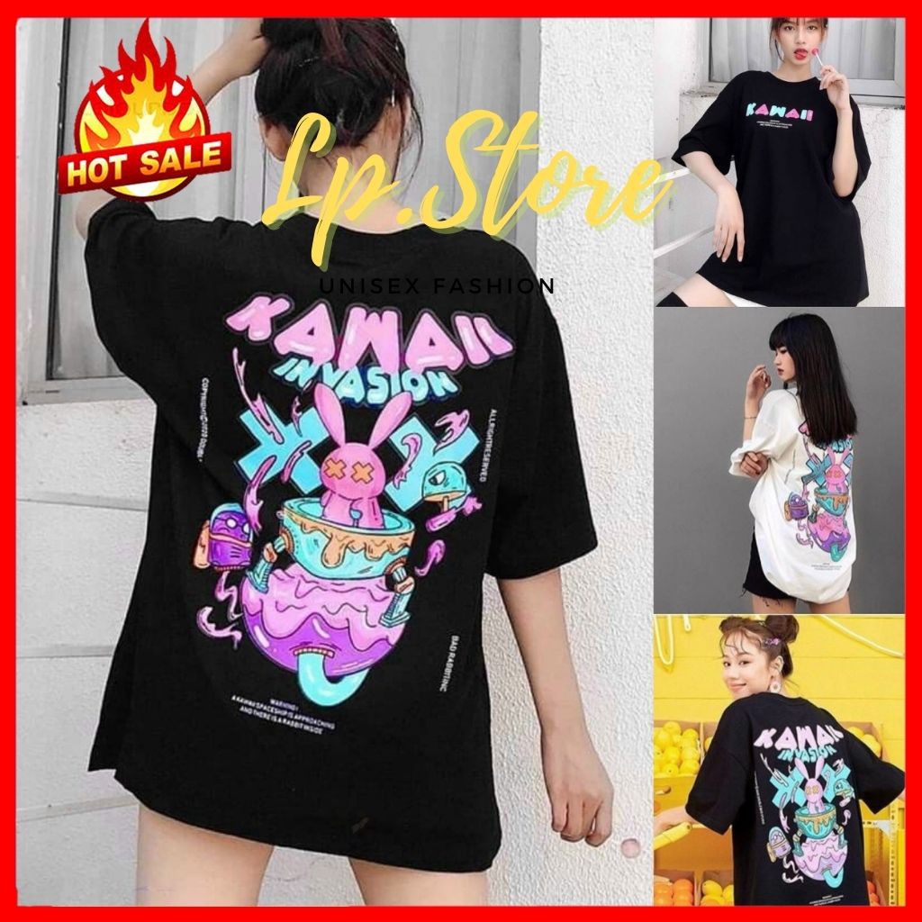[Tặng Quà] Áo Thun Tay Lỡ Unisex - Áo Thun Nam Nữ Form Rộng KAWAII Siêu Hot - LP.STORE
