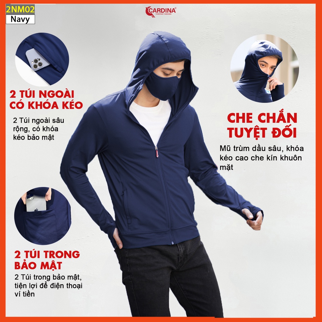 Áo Chống Nắng Nam 𝐂𝐀𝐑𝐃𝐈𝐍𝐀 1 Lớp Chất Thun Lạnh AirCool Nhật Cao Cấp Chống Tia UV 2NM