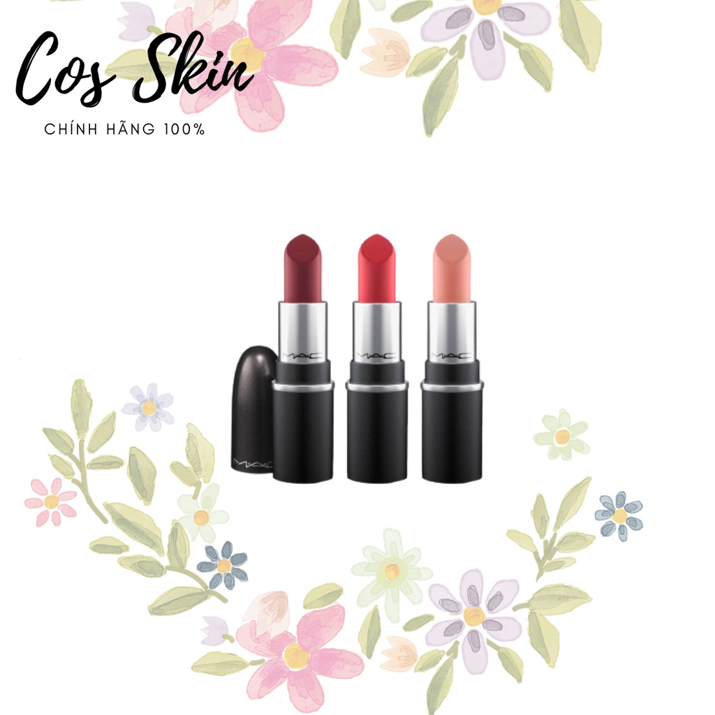 [Mã Giảm] Son Thỏi Lì MAC Mini Chili/ Dubonnet/ Rubywoo/ Diva/ Marrakesh Chất Son Mềm Mịn, Hương Thơm Vani Dịu Nhẹ