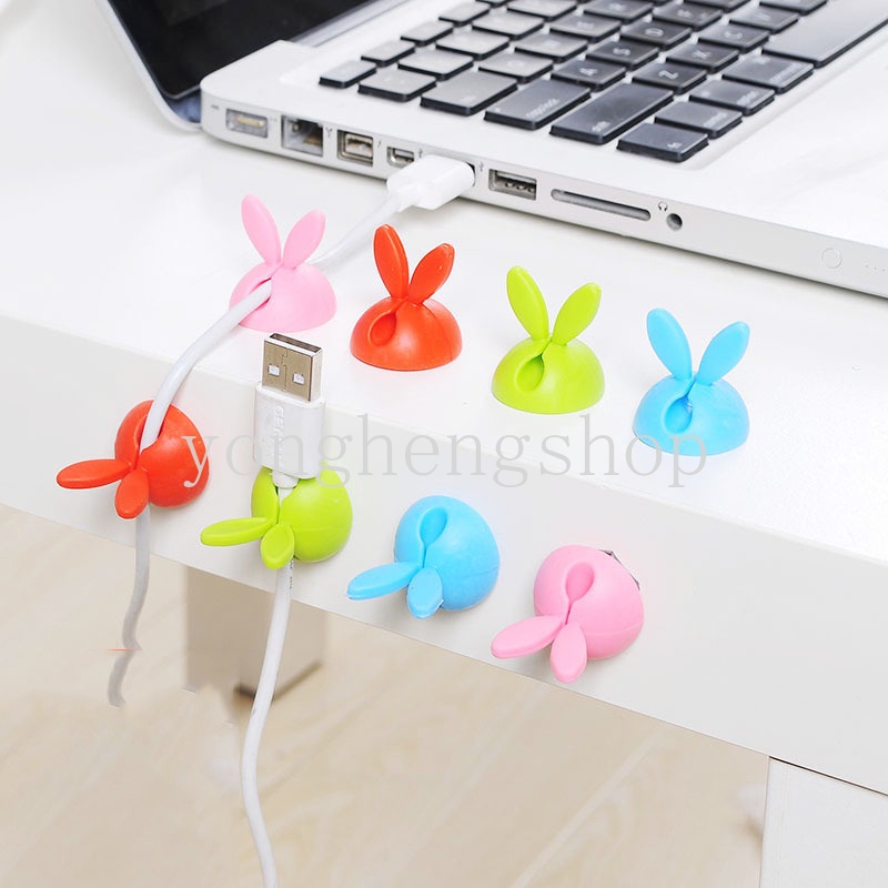 Set 4 Kẹp Tai Nghe / Dây Cáp Hình Tai Thỏ Dễ Thương