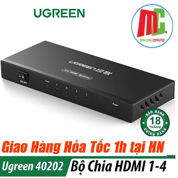Bộ chia HDMI 1 ra 4 hỗ trợ phân giải FULL HD Ugreen 40202 - Hàng Chính Hãng