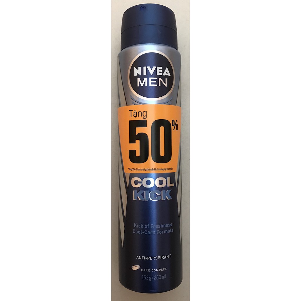 Xịt ngăn mùi nam mát lạnh NIVEA MEN Cool Kick 250ml (Thái Lan)