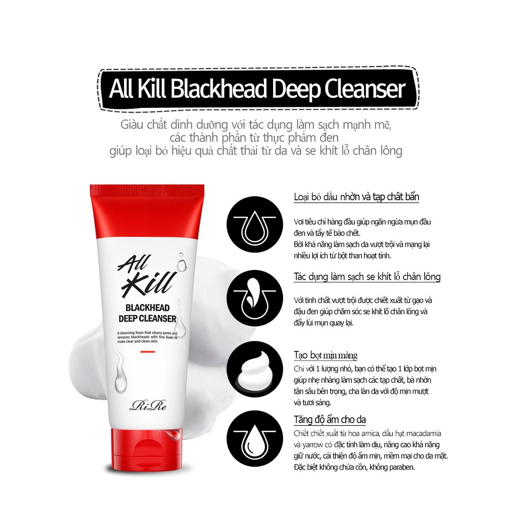 Sữa Rửa Mặt Chuyên Sâu❤️HÀN QUỐC❤️ All Kill Black Head Deep Cleanser chuyên làm sạch, chăm sóc lỗ chân lông 120ml