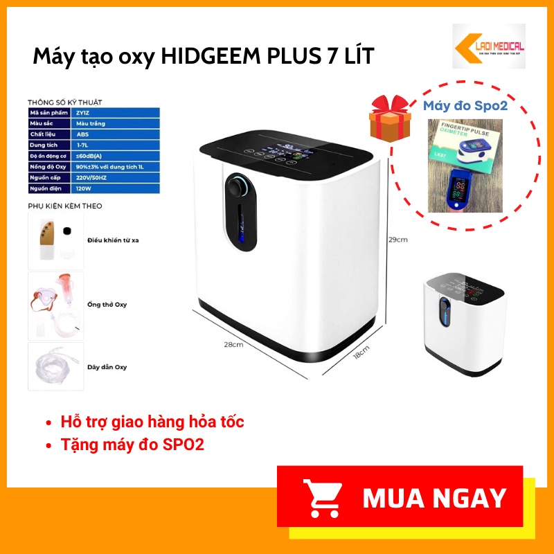 Máy tạo oxy HIDGEEM PLUS 7lít