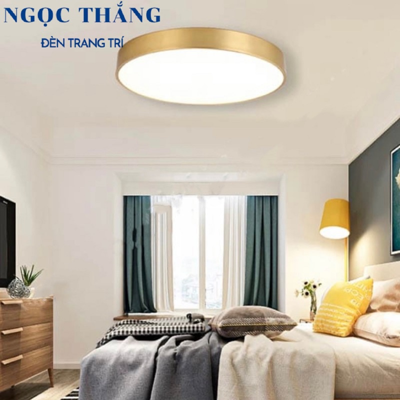 Đèn Mâm LED Ốp Trần Viền Vàng Đồng Trang Trí Phòng Ngủ Phòng Khách Led 3 Màu OD717 Ngọc Thắng