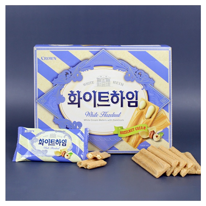 Bánh quy sữa hạnh nhân socola trắng crown 142g