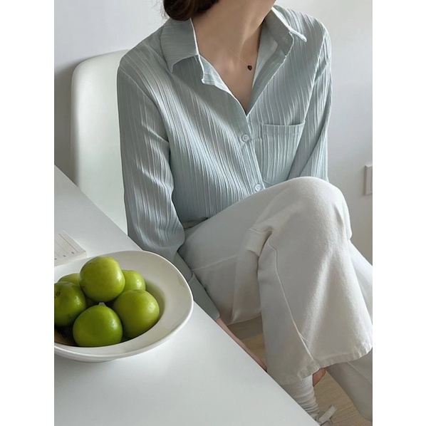 Áo sơ mi thô mềm vải dập