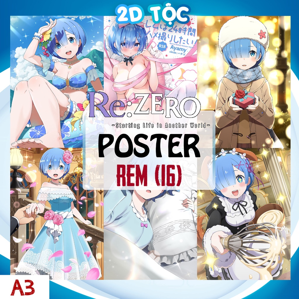 POSTER A3 Cao Cấp Treo Tường Rem  Anime Light Novel Re:Zero Kara Hajimeru Isekai Seikatsu By 2D Tộc Shop