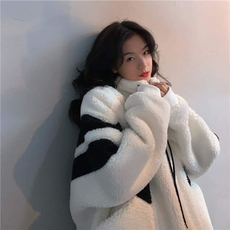 Áo Khoác Nỉ Lông Cừu Hai Lớp Unisex Form Rộng Mặc Cực Ấm Vào Mùa Thu Đông | BigBuy360 - bigbuy360.vn