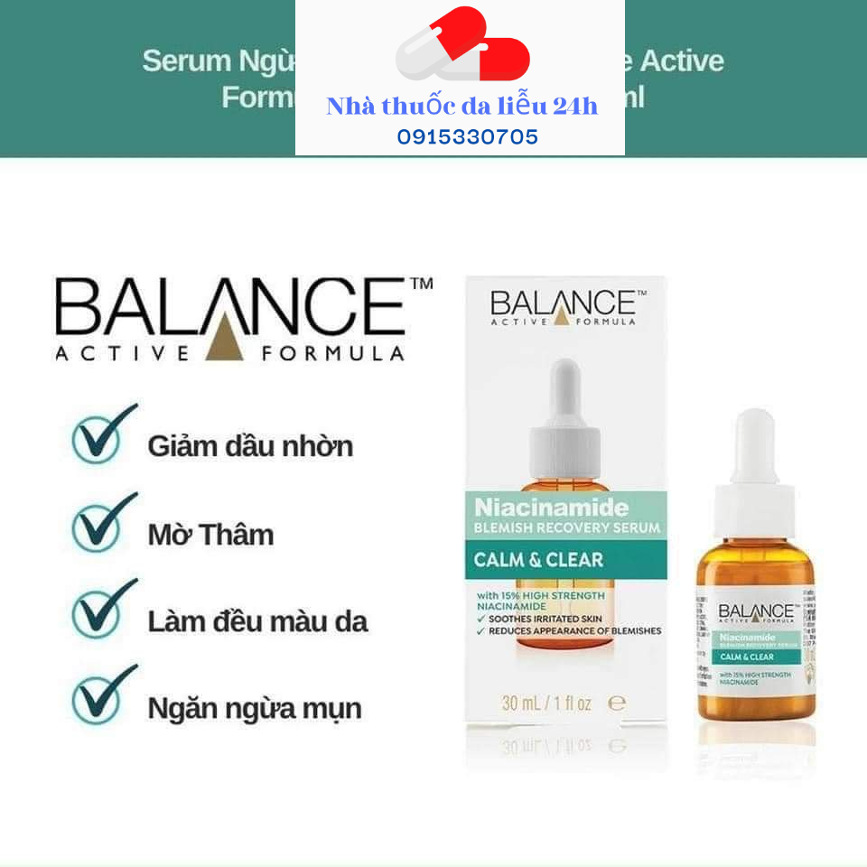 Serum giảm mụn mờ thâm Balance Active Formula Niacinamide 15% Blemish Recovery 30ml - dalieu24h