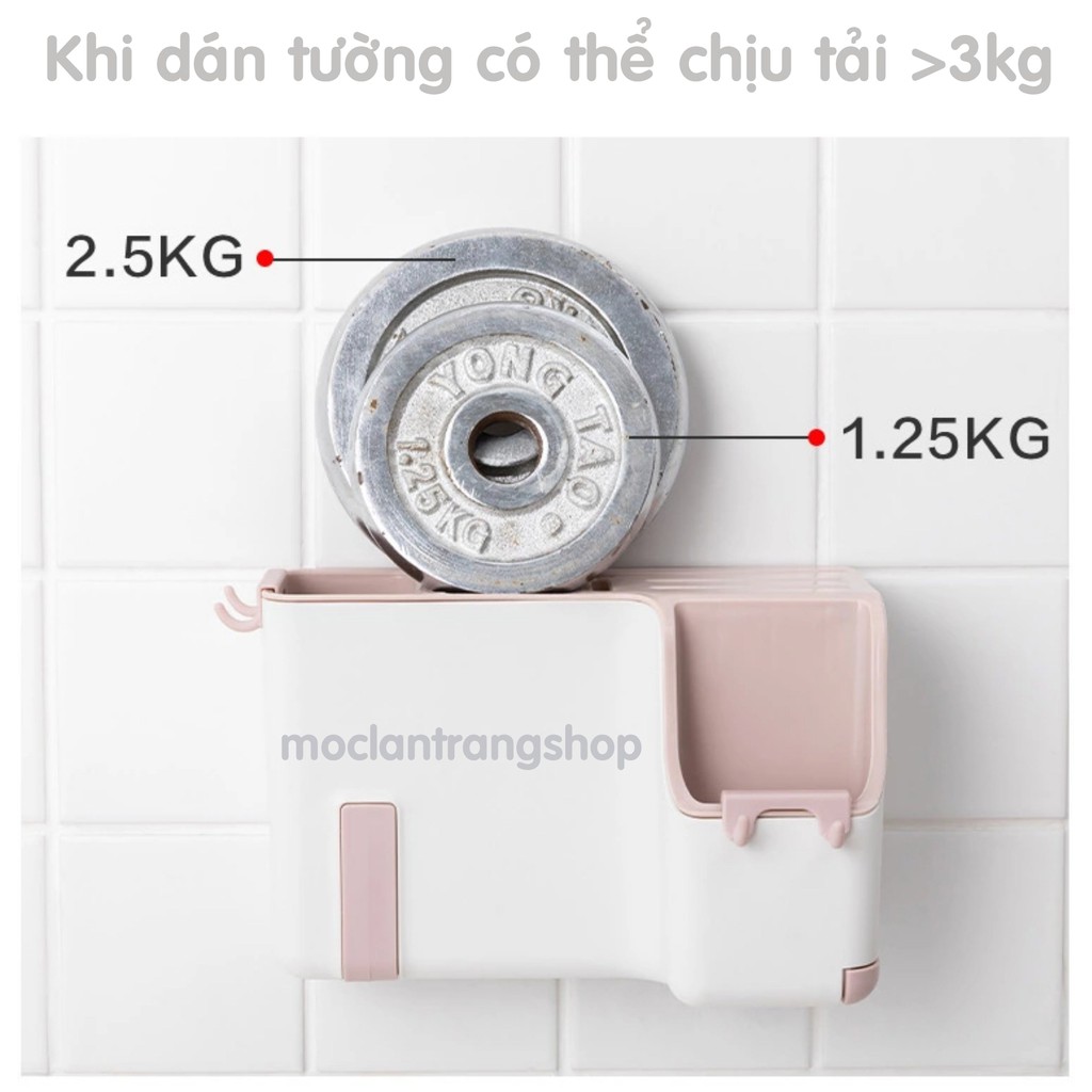 Giá kệ để dao kéo kèm ống đựng đũa thìa muỗng nĩa đa năng, để bàn hoặc dán tường màu pastel phong cách Bắc Âu cao cấp