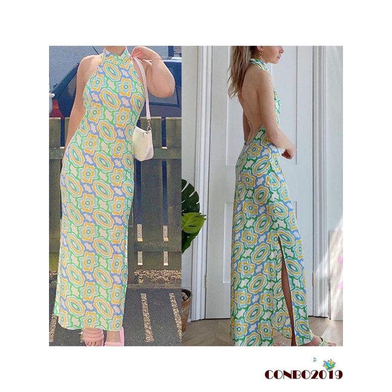 Đầm Cổ Đứng Xẻ Tà Ôm Dáng Thời Trang Mùa Hè Cho Nữ