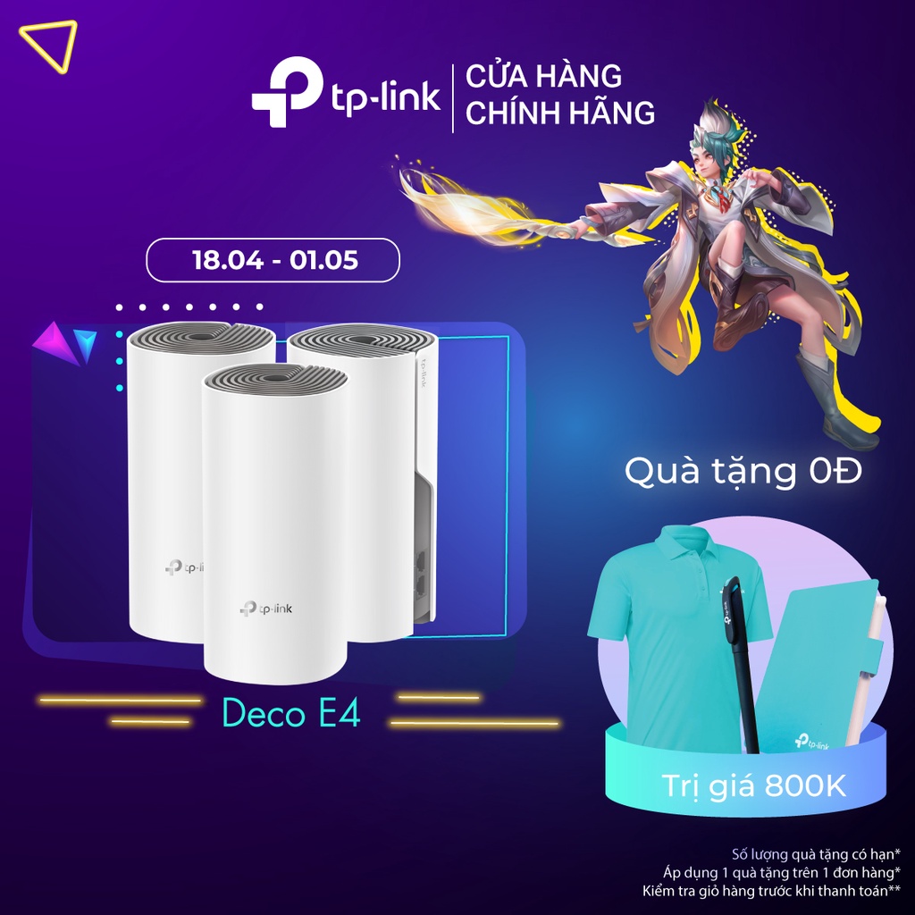 Hệ thống Wifi Mesh TP-Link Deco E4 (3-pack) Chuẩn AC 1200Mbps Dành Cho Gia Đình