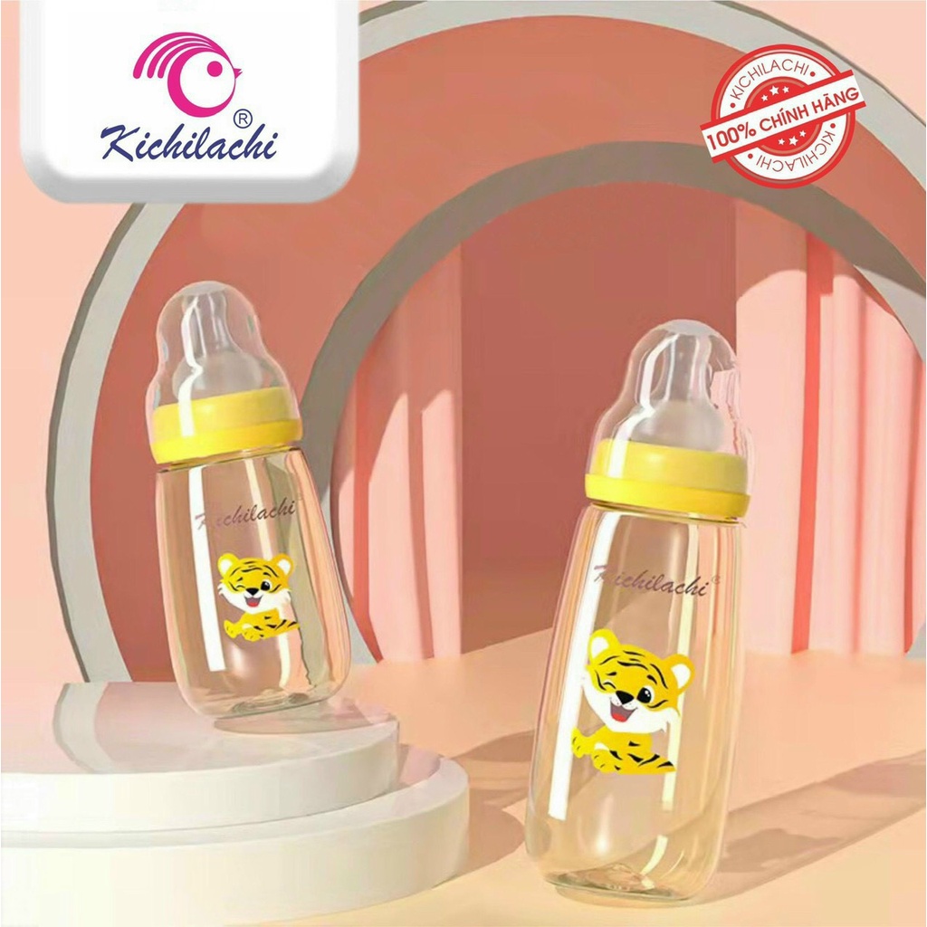 Bình Sữa Kichi Cổ Hẹp Ppsu 150ml 250ml Bình Sữa Cho Bé Hình Hổ Gấu Cao Cấp