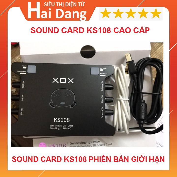 Sound Card XOX KS108 chuyên dùng cho thu âm, hát karaoke, Livestream, Phiên Bản Quốc Tế Có Tiếng Anh