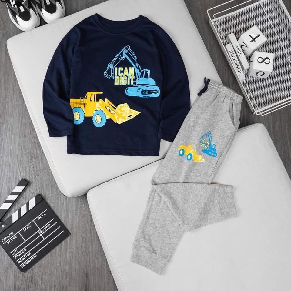 Bộ dài tay bé trai 2-7T chó cứu hộ spider man xe cá