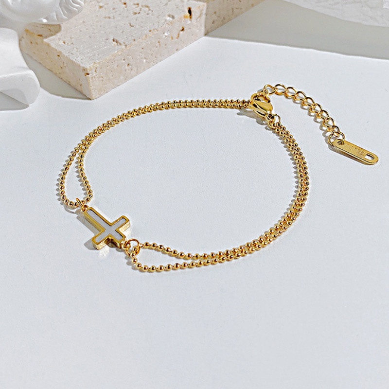 Lắc Tay Dây Bi Mảnh Thánh Giá Titan Ko Han Rỉ TT 4360