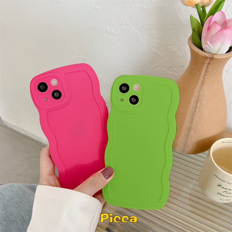 Ốp Điện Thoại Silicon Chống Sốc Viền Gợn Sóng Màu Kẹo Cho IPhone 11 XR 7 8 14 Plus 11 12 13 14 Pro MAX X 7Plus 8Plus XS MAX