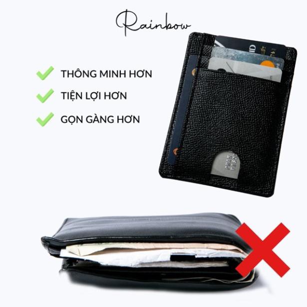 Ví mini, ví đựng thẻ ATM, card visit, name card, passport da thật, nhiều ngăn siêu mỏng gọn - Chất liệu da bò cao cấp