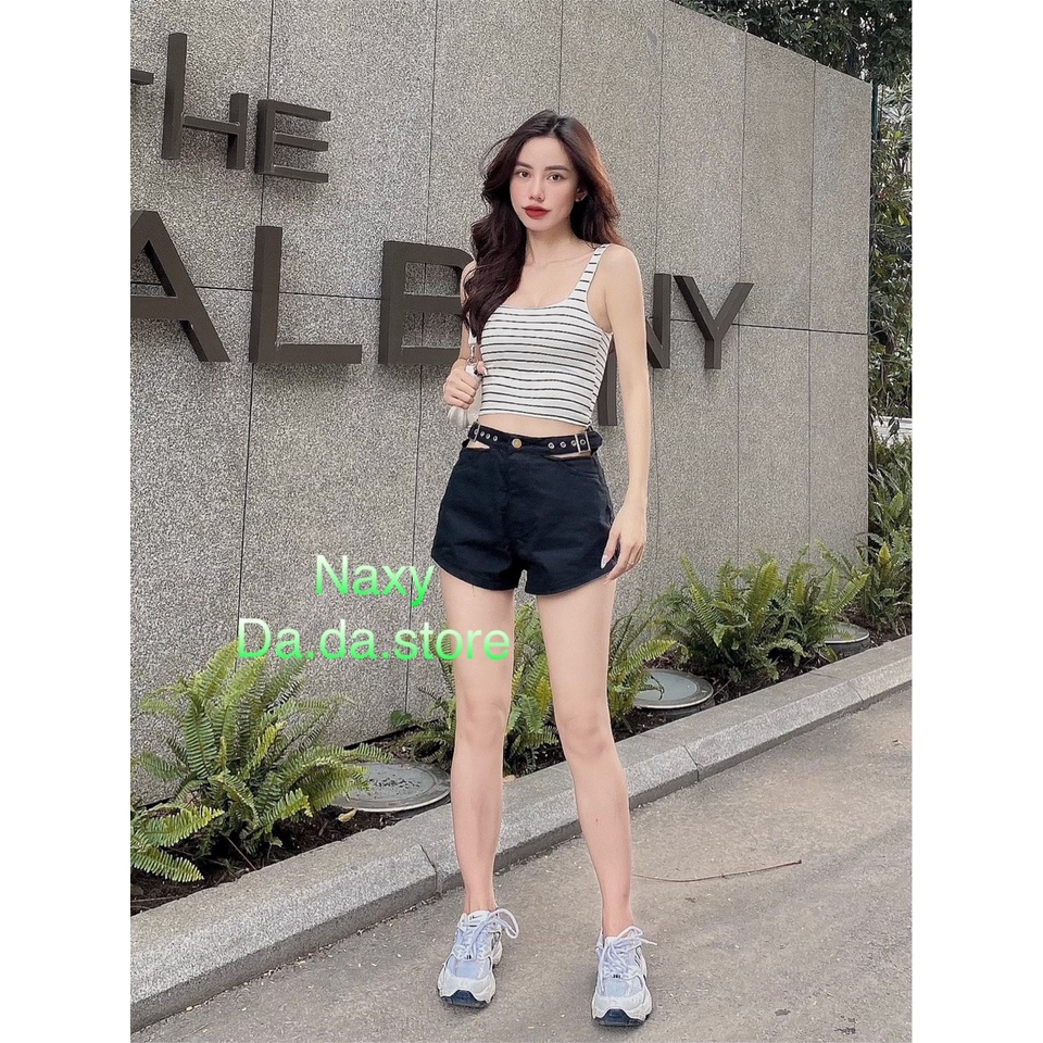 short nữ đen trắng lưng khoen cá tính 3257