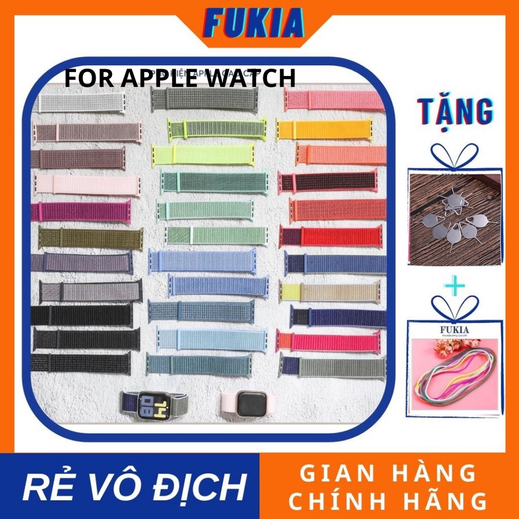 (20-38) Dây vải cho Apple Watch đồng hồ thông minh iWatch Series 1/2/3/4/5/6/7/SE size 38/40/41/42/44/45 mm