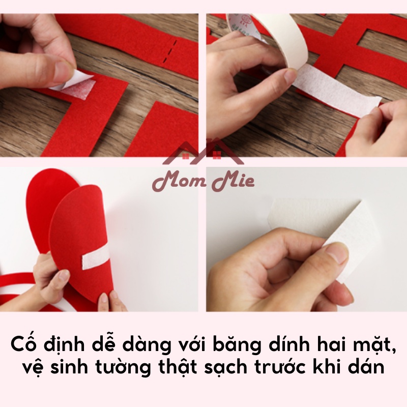[MỚI] Set trang trí phông nền đám cưới vải nỉ đỏ thắm, tinh xảo, nổi bật - LD019