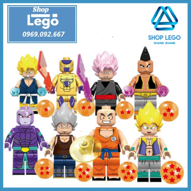 Xếp hình Dragon Ball gồm nhân vật Son Goku - Black Rose - Vegeta - Krillin - Goten - Frieza Lego Minifigures Kopf KF6040