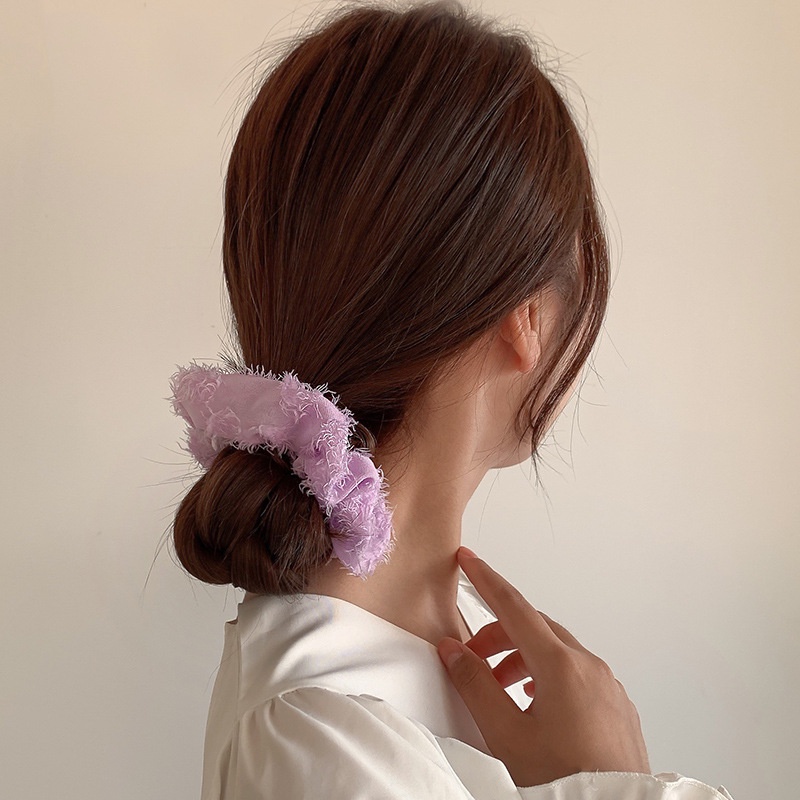 Set 7 Dây Buộc Tóc Cao Su Co Giãn Màu Tím Xanh Dương Phong Cách Hàn Quốc Cho Nữ