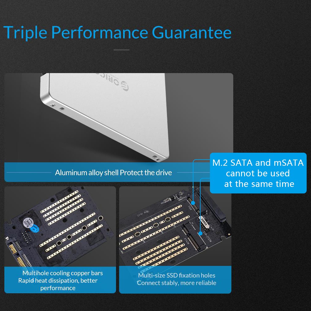 Bộ Chuyển Đổi Hai Cổng Orico MS2TS M.2 NGFF MSATA Sang SATA 3.0 SSD 2.5 inch | BigBuy360 - bigbuy360.vn