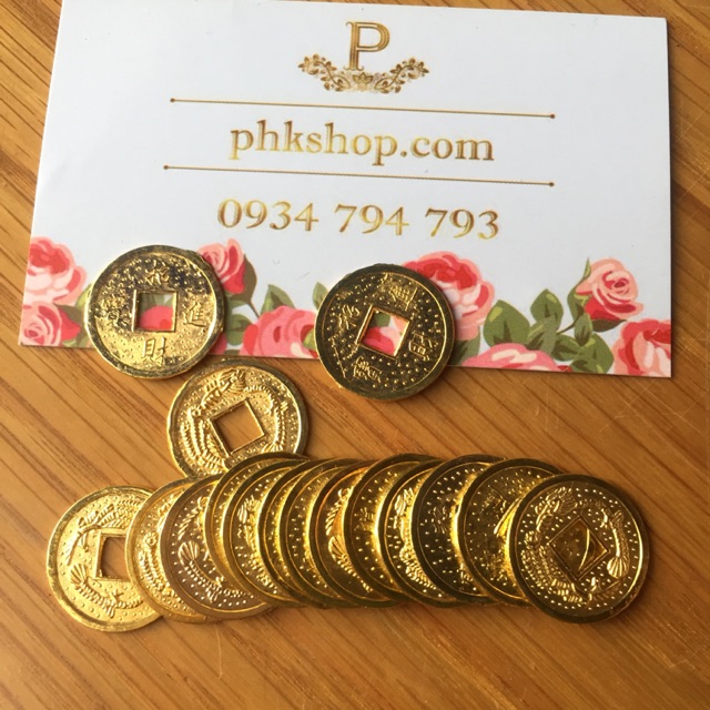 Đồng xu kim loại màu vàng đồng tiền cổ mạ xi vàng