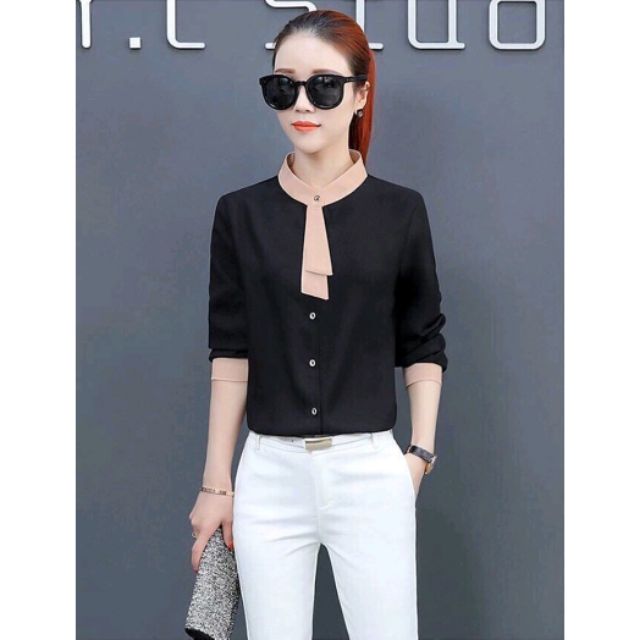 Áo sơ mi kiểu Hàn Quốc thắt cravat